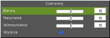 Resetuj: Wybierz Tak, aby przywrócić ustawienia fabryczne dla regulacji koloru. (*) Dla modeli z wejściem HDMI.