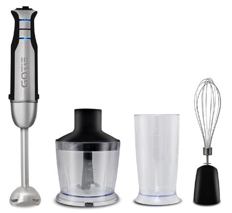 20 GHB-1000 BLENDER RĘCZNY silnik o mocy 1000W płynna regulacja prędkości przycisk TURBO ergonomiczny uchwyt podświetlenie LED cicha praca łatwy w czyszczeniu system mocowania akcesoriów ONE-CLICK