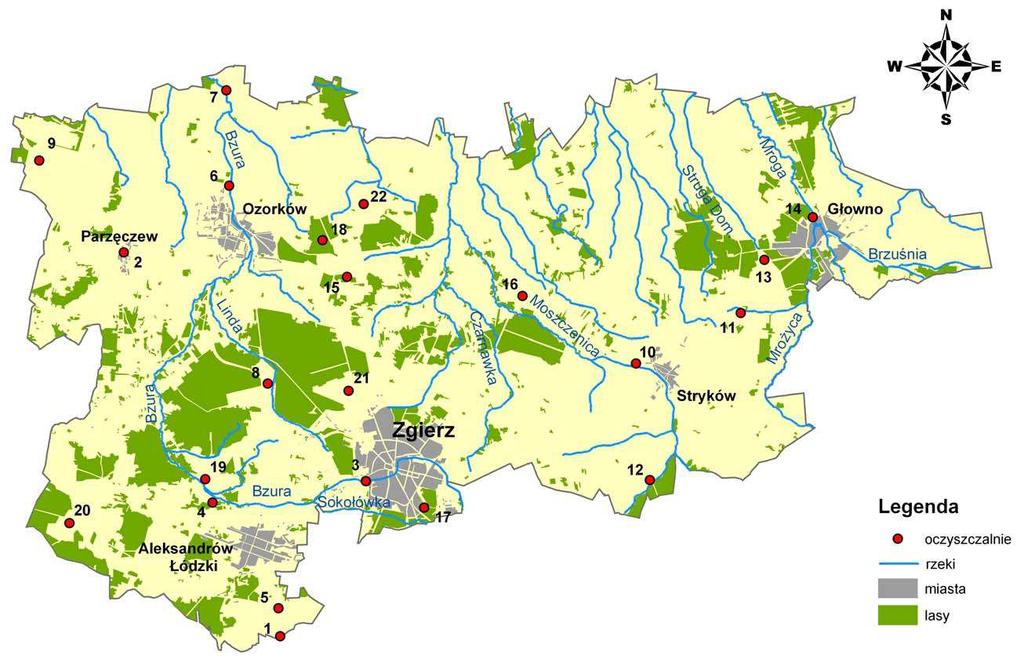 Rysunek 15 Główne źródła zanieczyszczeń wód powierzchniowych Źródło: Strona internetowa: http://www.wios.lodz.pl/docs/zgierz2008.pdf 3.8.2.1 Krajowy program oczyszczania ścieków komunalnych (KPOŚK).