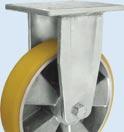 Koła aluminiowo-poliuretanowe do dużych obciążeń w obudowach skrętnych (spawanych) / Aluminium and polyurethane wheels for high loads in swivel housings (welded) Ø 100 A12PD 60x80 148 78 2,50 150 Ø