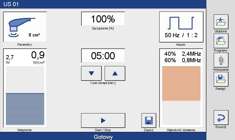 wieloczęstotliwościowe (0,8 i 2,4 MHz) ergonomiczne głowice.