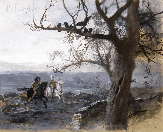 13. Henryk Siemiradzki, Pejzaż z dwoma jeźdźcami, lata 80. XIX w.; 30,1 37,1 cm; Muzeum Narodowe w Warszawie. Fot. P. Ligier 13. Henryk Siemiradzki, Landscape with two riders, the 1880s; 30.1 37.1 cm; The National Museum in Warsaw.