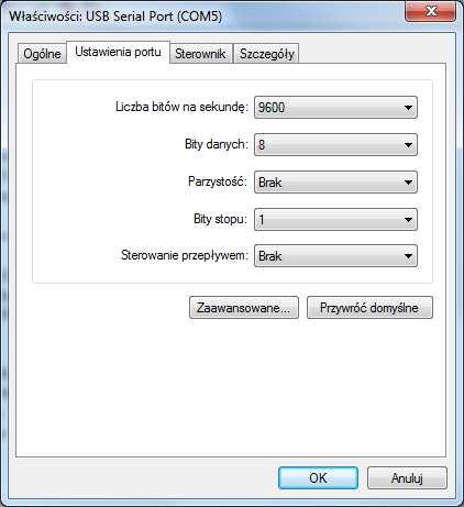 urządzenie USB Serial Port (COM).
