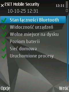 9. Audyt zabezpieczeń Audyt zabezpieczeń monitoruje stan telefonu m.in. pod kątem poziomu baterii, stanu łączności Bluetooth oraz wolnego miejsca na dysku.