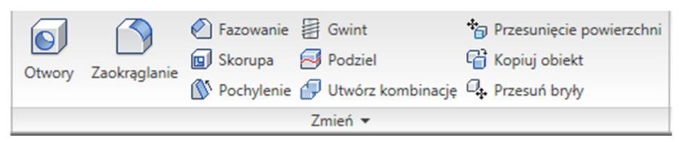 Ćwiczenie nr 8 - Modyfikacje części, tworzenie brył złożonych Wprowadzenie Utworzone elementy bryłowe należy traktować jako wstępnie wykonane elementy, które dopiero po dalszej obróbce będą gotowymi