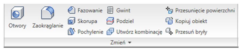 Ćwiczenie nr 8 - Modyfikacje części, tworzenie brył złożonych Wprowadzenie Utworzone elementy bryłowe należy traktować jako wstępnie wykonane elementy, które dopiero po dalszej obróbce będą gotowymi