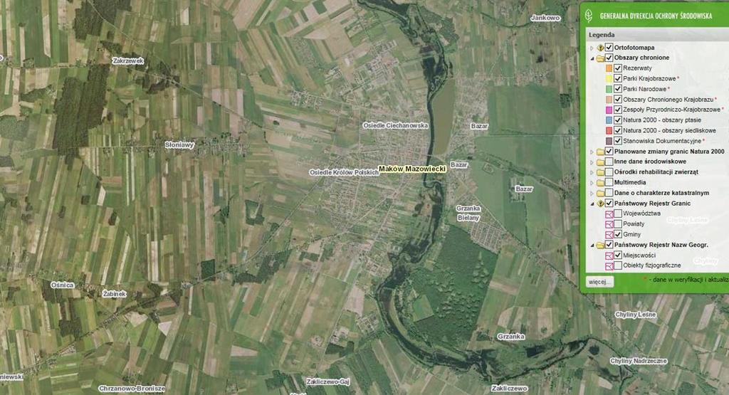Rysunek 2. Formy ochrony przyrody na terenie Makowa ego Źródło: http://geoserwis.gdos.gov.