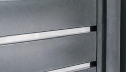 Panele Panele Horizen mają standardową szerokość 2400 mm i dostępne są w dziesięciu wysokościach od 85 do 1940 mm. Rama panelu wykonana jest ze spawanych profili stalowych 60 x 40 mm.