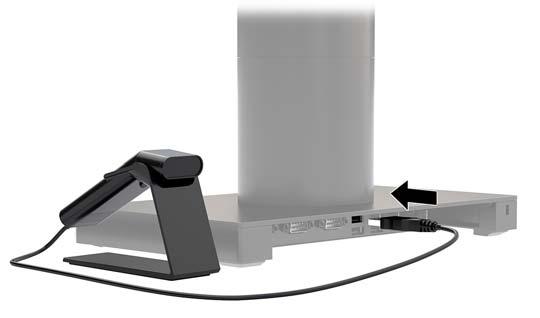 1 Korzystanie z czytnika Podłączanie czytnika 1. Wyłącz zasilanie komputera. 2. Podłącz kabel USB czytnika do portu USB Type-A podstawy połączeniowej z portami we/wy. 3. Włącz zasilanie komputera.