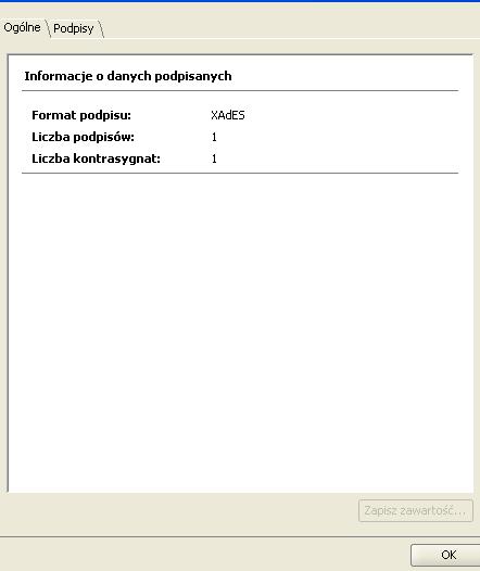 Rysunek 32 Dane podpisane - zakładka ogólne dla kontrasygnaty Rysunek 33 Dane podpisane - zakładka podpis dla kontrasygnaty Literą C oznaczone