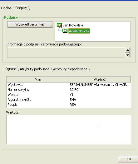 Podpisywanie plików PDF Jeśli w Ustawieniach włączona jest opcja Twórz podpis specjalny PDF (PAdES), gdy podpisywany jest dokument PDF to