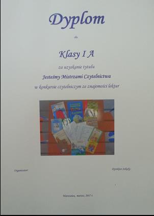 4. Konkurs Szkolny Mistrz Czytelnictwa, k wew., org. biblioteka.