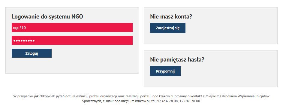 Zarządzanie profilem organizacji pozarządowej.