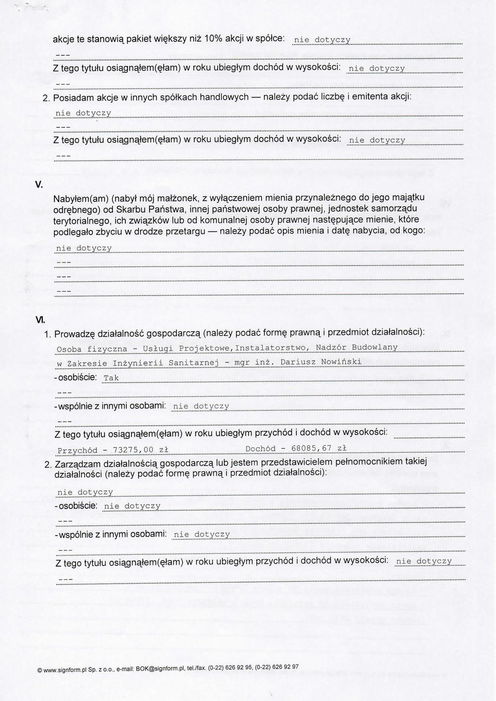 akcje te stanowia. pakiet wi^kszy niz 10% akcji w spotce: Z tego tytutu osiajgnatem(e,tam) w roku ubiegtym dochod w wysokosci: 2.