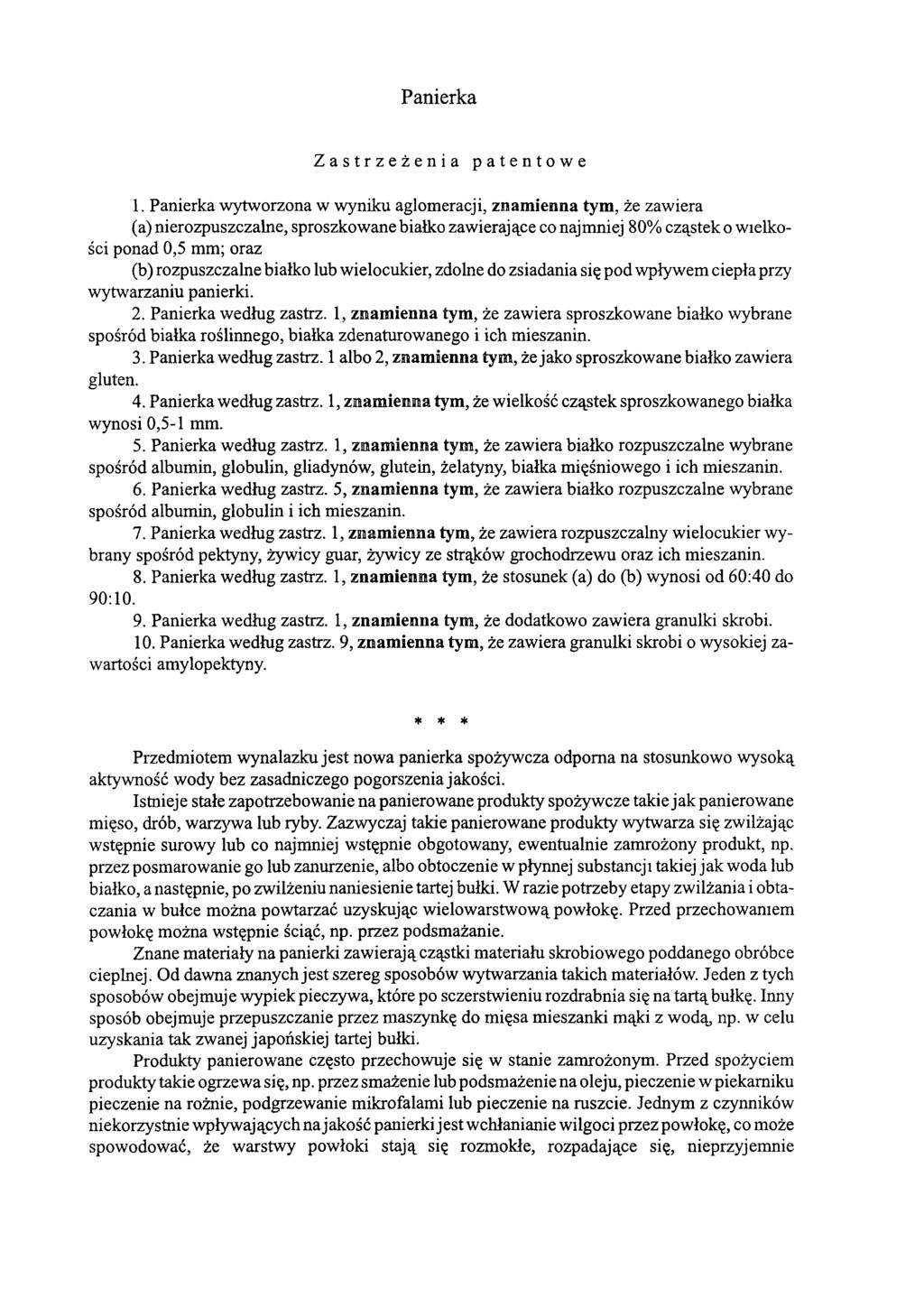 Panierka Zastrzeżenia patentowe 1.