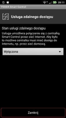 Aby połączyć się z centralą przez Internet należy wcisnąć Połącz zdalnie do centralki.