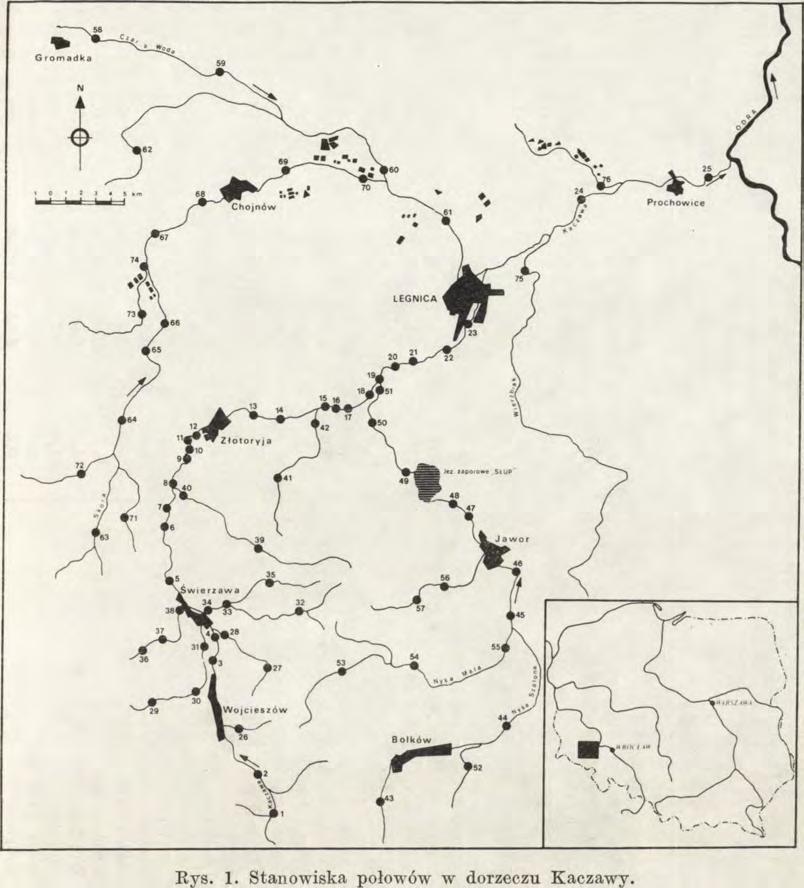 R ybostan dorzecza K aczaw y 4 61 [Woj. Rys. 1. Stanow iska połowów w dorzeczu K aczaw y.