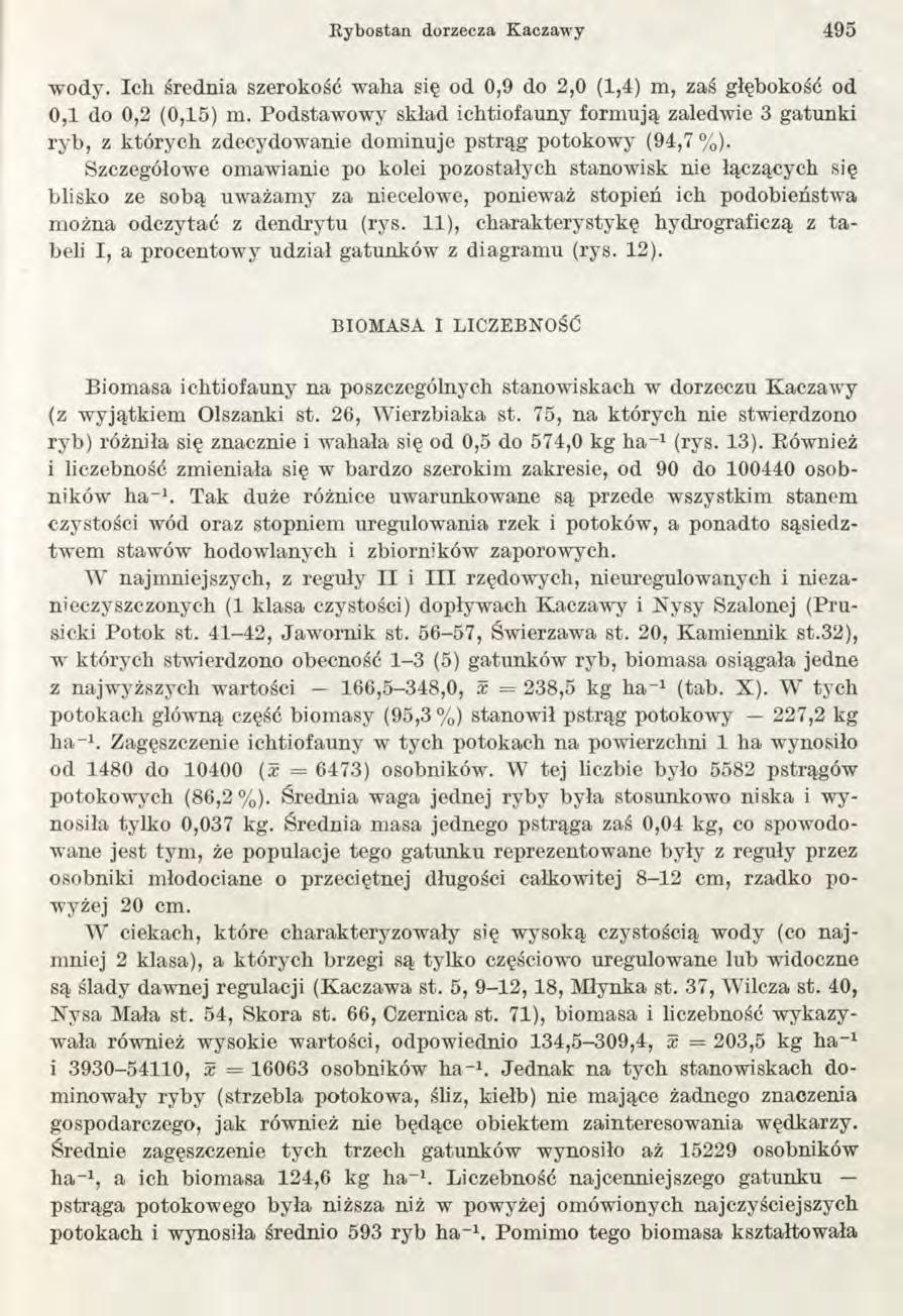 E y bo stan dorzecza K aczaw y 495 wody. Ich średnia szerokość waha się od 0,9 do 2,0 (1,4) m, zaś głębokość od 0,1 do 0,2 (0,15) m.