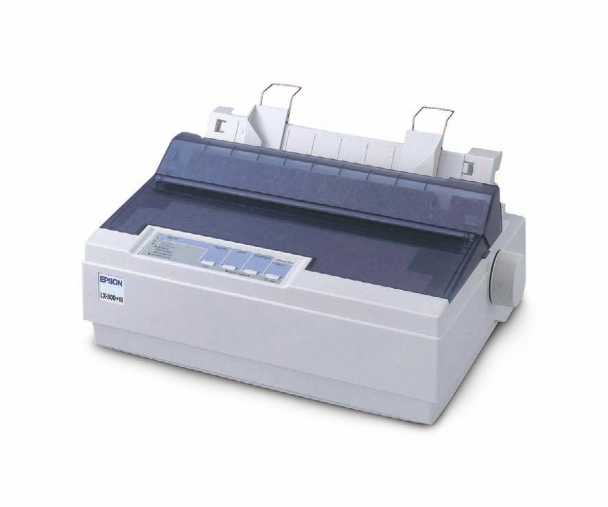 Epso LX-300+II DRUKARKA 9-IGŁOWA Najważiejsze cechy Kompaktowa 9-igłowa drukarka wąskoformatowa Nawet 337 zaków a sekudę (12 cpi) Druk 5-częściowych formularzy 1 orygiał + 4 kopie Uiwersale ścieżki