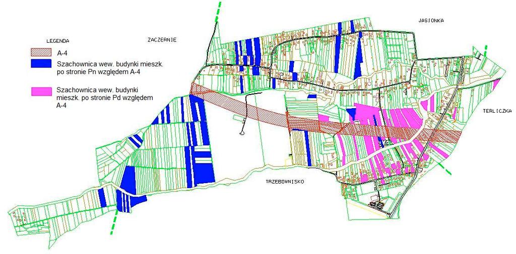 Spacious lay-out of grounds belonging to non-habitant owners in Nowa Wieś, municipality of Trzebownisko Źródło: opracowanie własne.