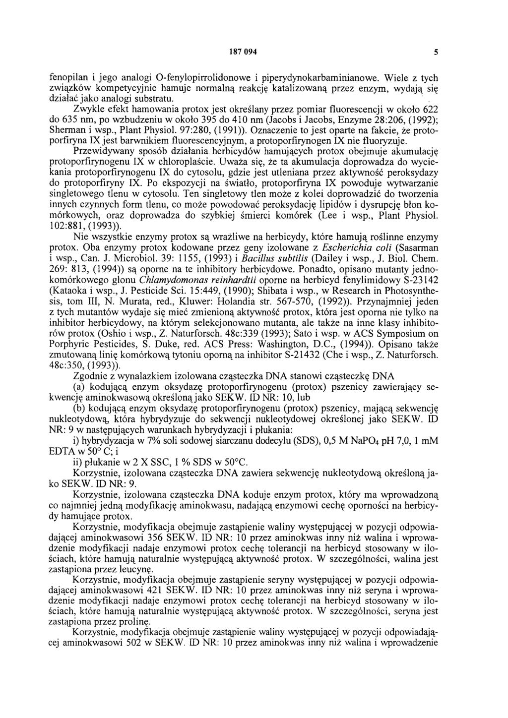 187 094 5 fenopilan i jego analogi O-fenylopirrolidonowe i piperydynokarbaminianowe.