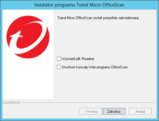 Podręcznik instalacji oraz uaktualniania programu OfficeScan XG Ten ekran zawiera podsumowanie ustawień instalacji.
