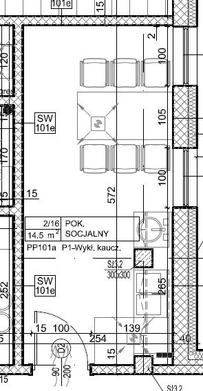 Ekran 195x145cm Znak sprawy: DZI-271-73/15 Panel VGA, HDMI STÓŁ Projektor III. Warunki zamówienia Rysunek 2. Pomieszczenie 12109 1.