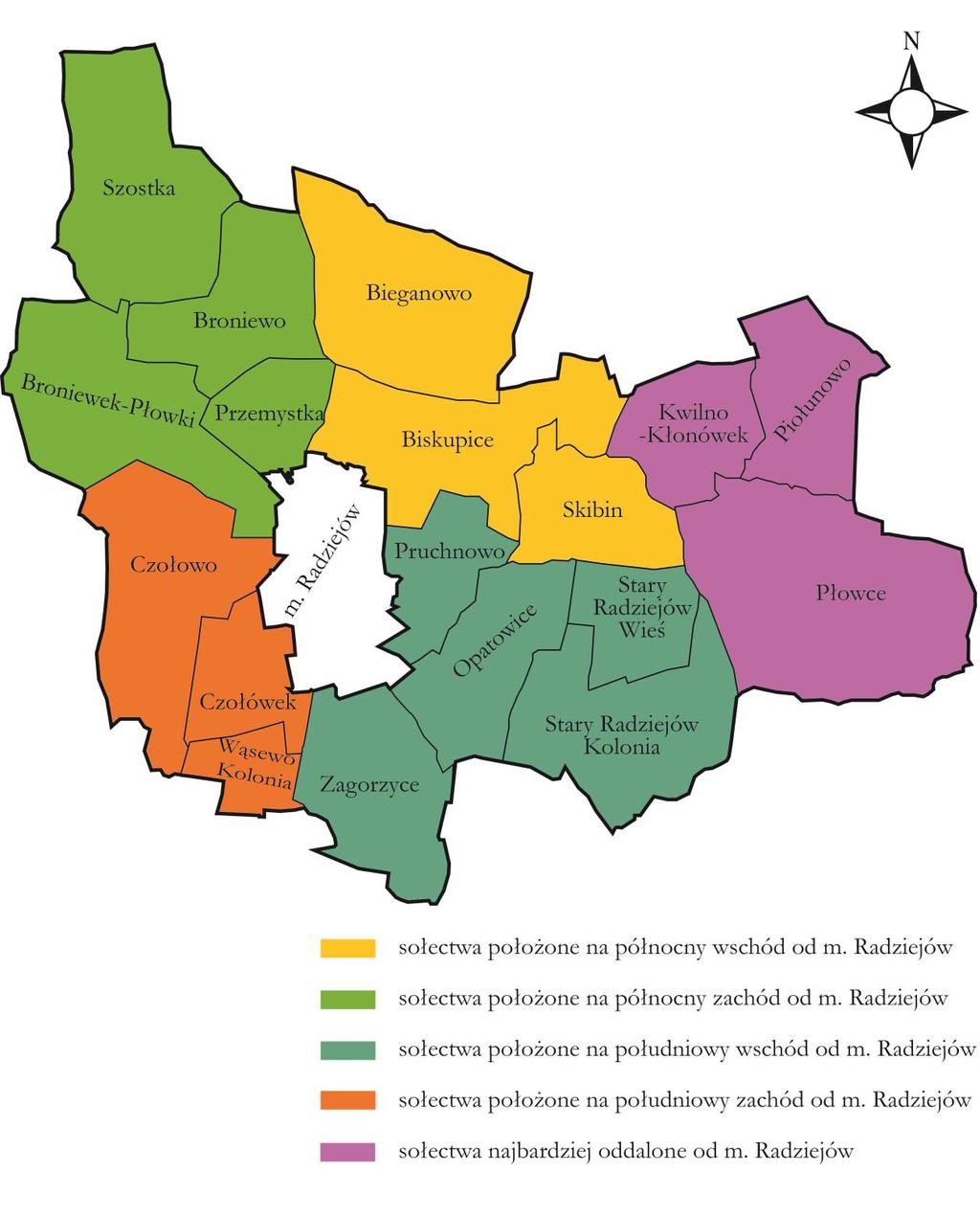 Sołectwa położone na południowy wschód od Radziejowa Opatowice, Pruchnowo, Stary Radziejów Kolonia, Stary Radziejów Wieś, Zagorzyce, Sołectwa