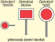 2.2. Návěst Stůj denní návěst - červená, na delší straně postavená obdélníková deska s bílým okrajem nebo červený terč s bílým okrajem noční návěst - červené světlo