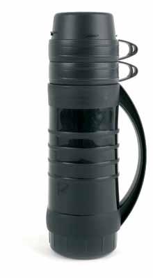 81910, plastikowy termos z 2 kubkami i cukiernicą. Wymiary: Ø 8cm wys. 27cm, poj. 0,45l.