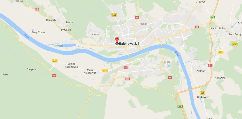 Mapa, 2: Mapa poglądowa lokalizacyjna Źródło: Urząd Miasta Toruń Jest to teren lasu miejskiego tzw.