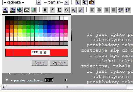 W momencie gdy zaczniemy wpisywać swój tekst, zaznaczony tekst przykładowy zniknie. Każde pole w szablonie będzie się dopasowywać swoją długością stosownie do ilości wprowadzonej treści.