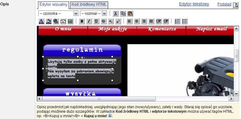 3a. Edycja przy pomocy edytora wizualnego Allegro rozwiązywanie problemów - pytania i odpowiedzi. Poniżej opisuję standardowe problemy, które mogą wystąpić podczas korzystania z Allegro i z szablonu.