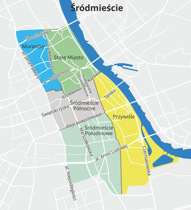 Dzielnica ŚRÓDMIESCIE Szczegółowe zasady Nie można zgłaszać projektów inwestycyjnych zlokalizowanych na terenie niebędącym własnością m.st. Warszawy lub stanowiącym własność miasta, ale obciążoną na rzecz osób trzecich.