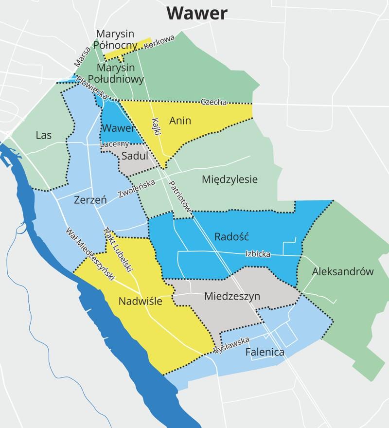 Dzielnica WAWER Uwaga! Koszt jednego projektu lokalnego nie może przekroczyć 60% kwoty przeznaczonej na dany obszar. Koszt jednego projektu ogólnodzielnicowego nie może przekroczyć 250 000 zł.