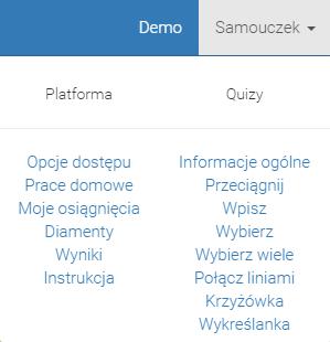 Samouczek Samouczek jest zestawem instrukcji opisujących w jaki sposób działają quizy oraz inne jak Moduły aplikacji.