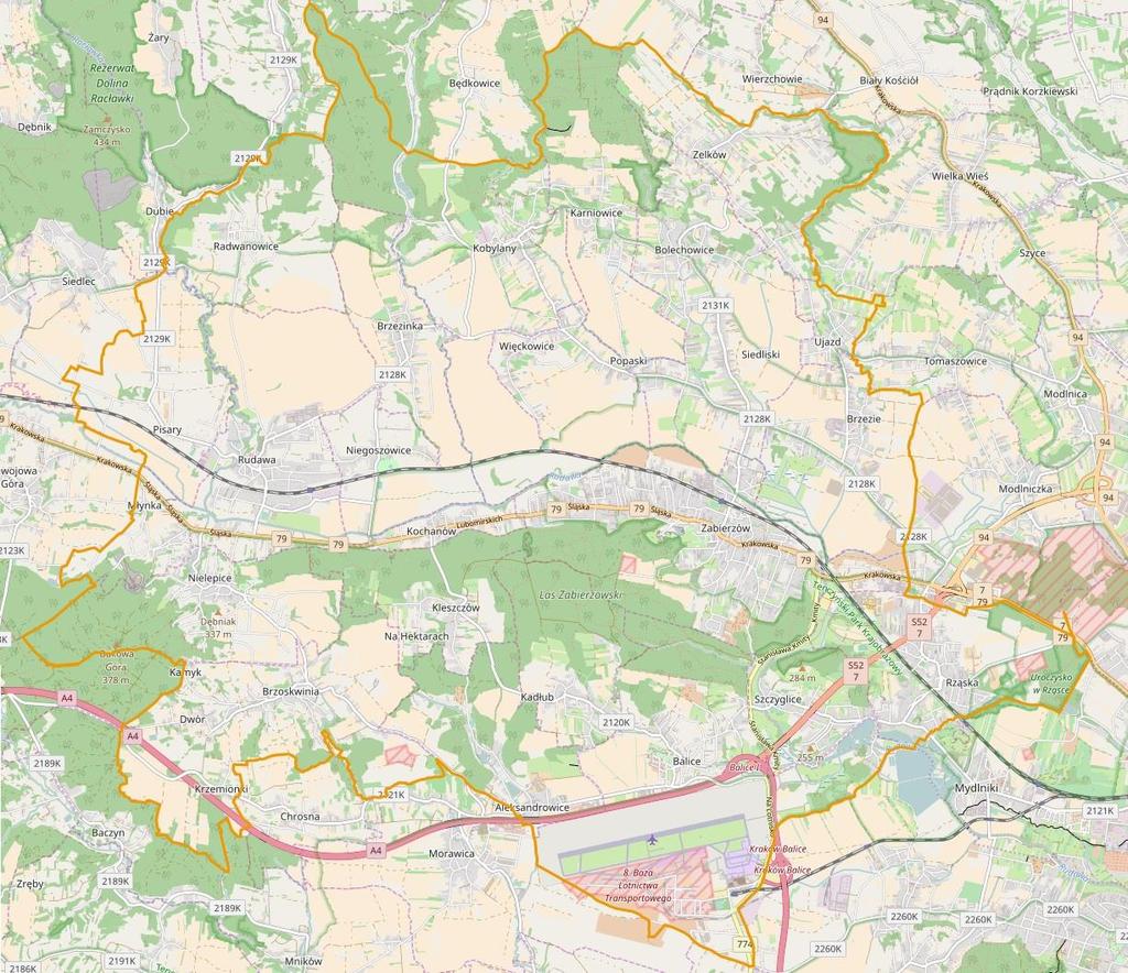 Nr drogi Kategoria Przebieg nr 774 wojewódzka Zabierzów - Kryspinów Źródło: Strategia Rozwoju Gminy Zabierzów na lata 2007-2013 Ponadto na terenie Gminy Zabierzów znajduje się 45,2 km dróg