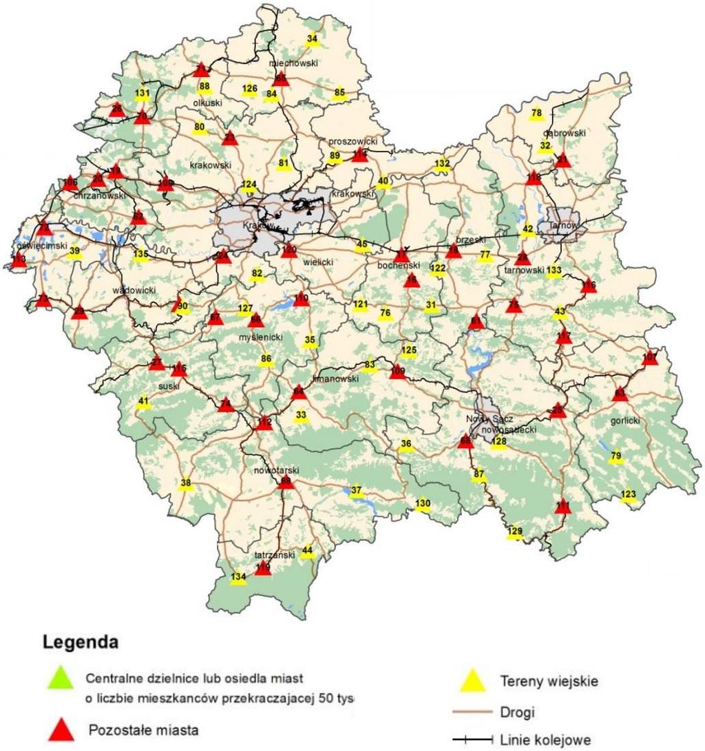 trzyletniego cyklu pomiarowego, po 45 punktów dla każdego roku.