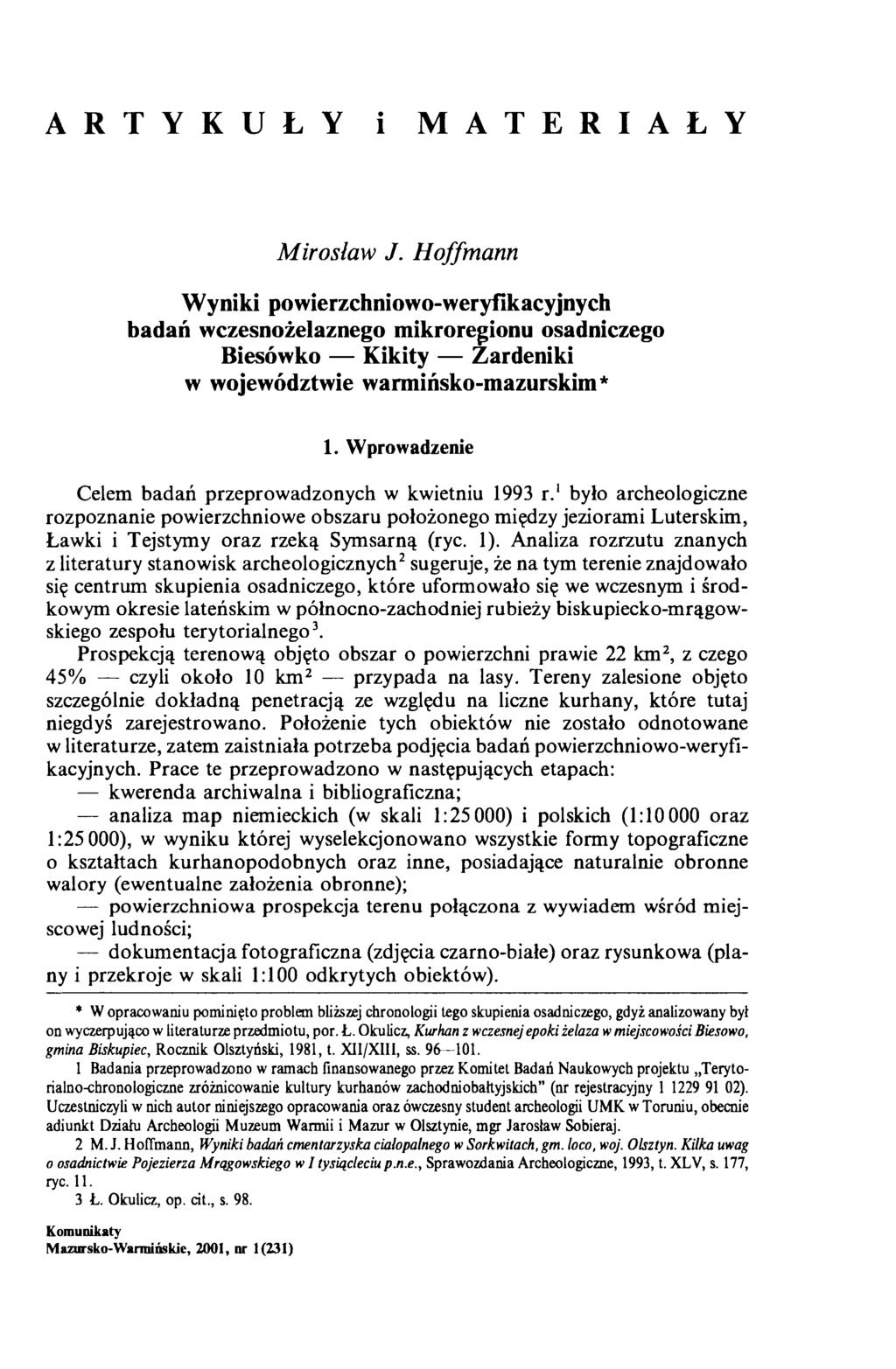 A R T Y K U Ł Y i M A T E R I A Ł Y M irosław J.