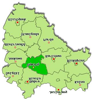 Mapa powiatu olsztyńskiego, źródło: (Związek Powiatów Polskich). Przez teren gminy przebiega droga krajowa nr 51 łącząca Olsztyn z Obwodem Kaliningradzkim.