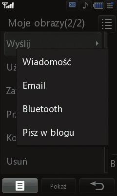 5 W przypadku wybrania opcji Wiadomość lub Email zdjęcie zostanie załączone do wiadomości, którą można opatrzyć tekstem i wysłać tak, jak zwykle.