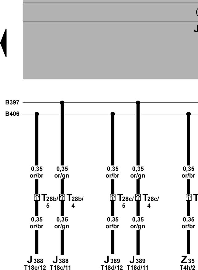 Pa 9 of 9 T18c T18d T28b = ązowy T28c Z35 B397 = owy = anż B406 Polaczenie do: komputera sterujacego funkcjami tylnych lewych i tylnych prawych drzwi, dodatkowego ozewania powietrzem, systemu Komft,