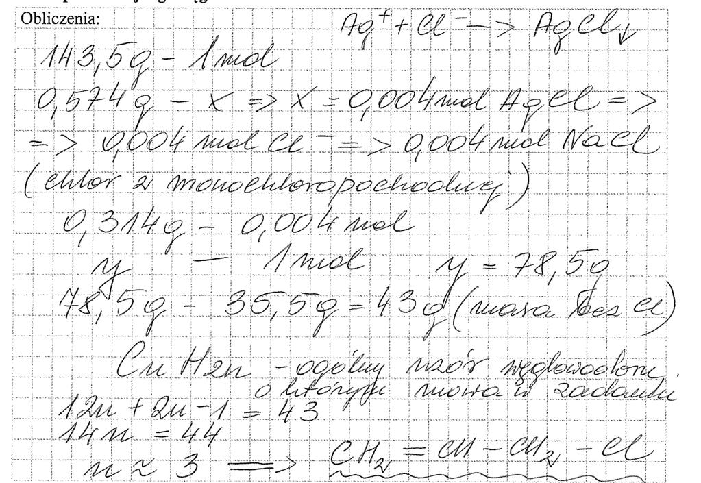 28 Sprawozdanie z egzaminu maturalnego 2017 Część zdających stosowała poprawną metodę do rozwiązania zadania, jednak popełniane błędy rachunkowe i błędne szacowania prowadziły do wyznaczenia błędnego