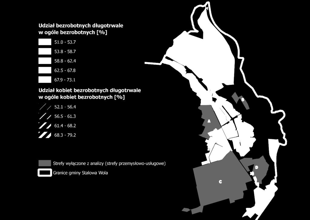 Obszar Udział bezrobotnych długotrwale w ogóle osób bezrobotnych Udział bezrobotnych długotrwale kobiet w ogóle kobiet bezrobotnych Okręg nr 13 53,09 61,82 Okręg nr 14 61,11 58,89 Okręg nr 15 61,54