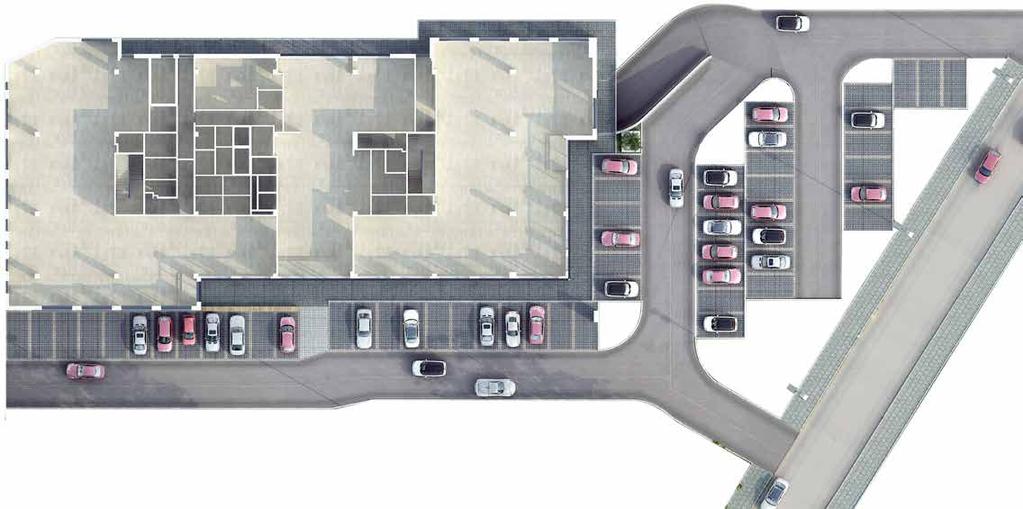 Airport Business Center to budynek biurowy z głównym wejściem do recepcji biurowca od strony południowej.