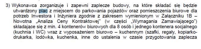 Czy można założyć, że plac dla Zamawiającego i dla dostawcy turbin 2000m?