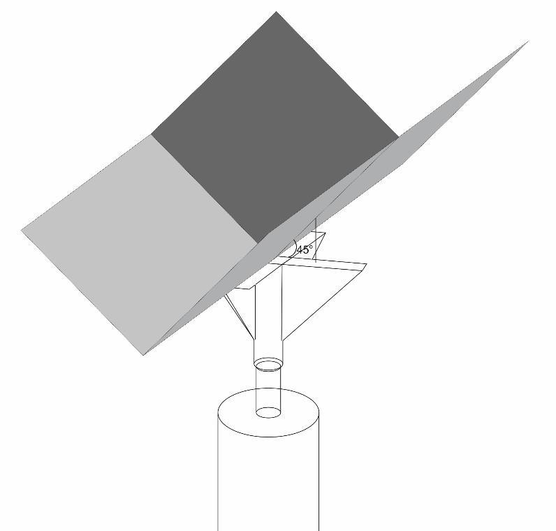 6. Wizualizacja montażu na słupie. Podstawa reflektora powinna umożliwiać obrót (na rurze zamocowanej w słupie) całego reflektora w płaszczyźnie horyzontalnej. Rys 4.