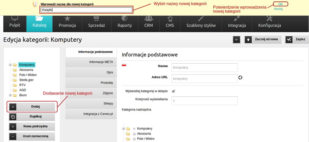 a) Dodawanie/edytowanie kategorii Aby dodać nową kategorię, użyj przycisku Dodaj (Screenshot 21.