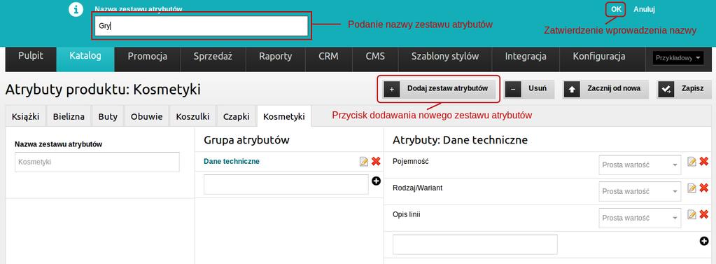 25 Screenshot 31. Wprowadzenie nazwy grupy atrybutów.