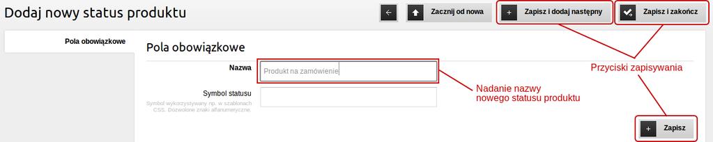 a) Dodawanie statusu 28 Aby dodać nowy status użyj przycisku Dodaj nowy status (Screenshot 36.). Screenshot 36.